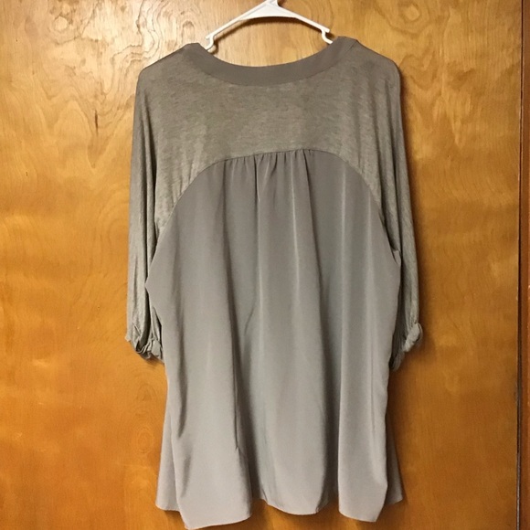 STYLE &CO.  sz XL  dark tan, button up, BLOUSE,  pleated - Picture 2 of 5